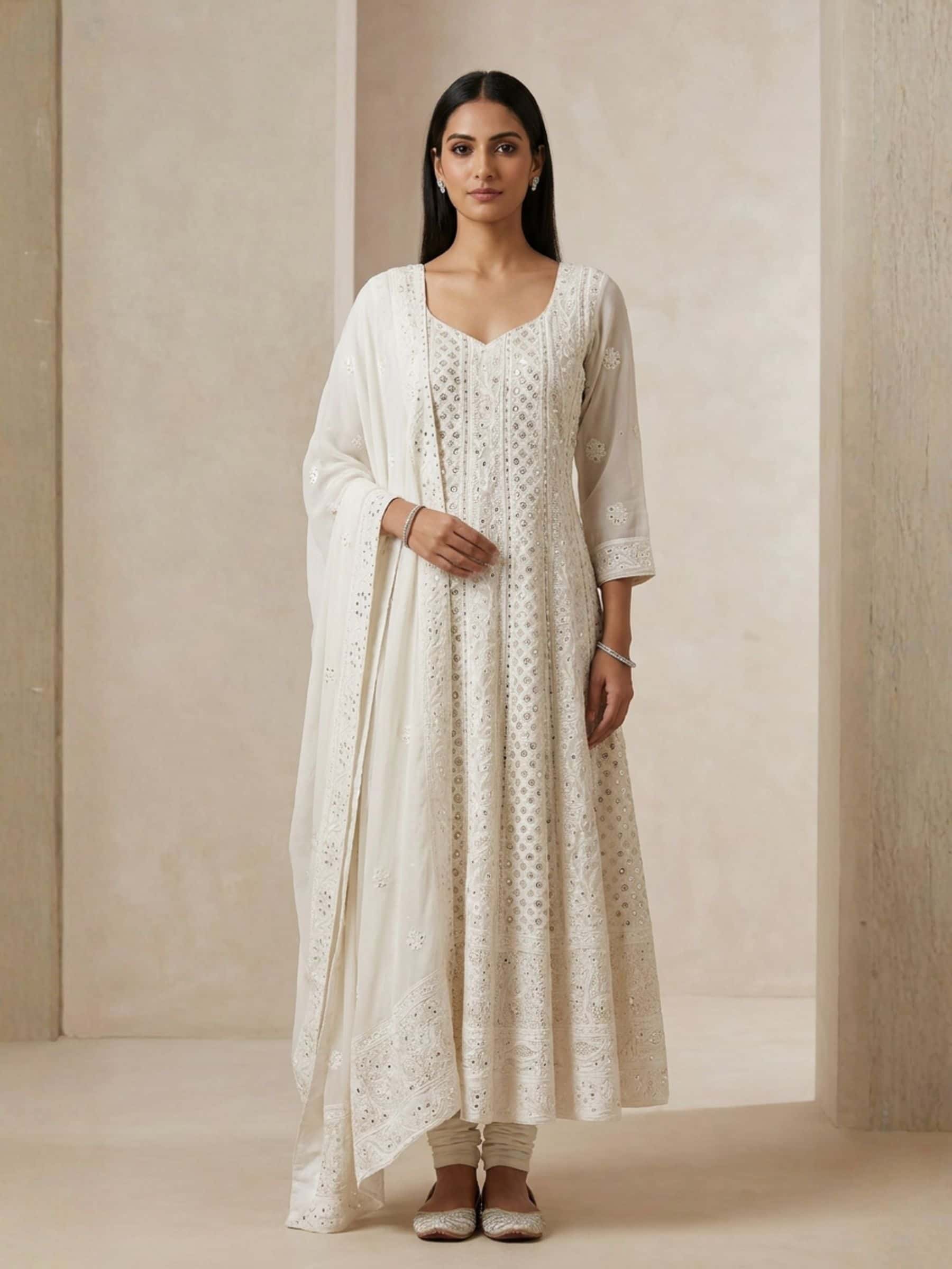 Chikankari Anarkali in Pure Georgette