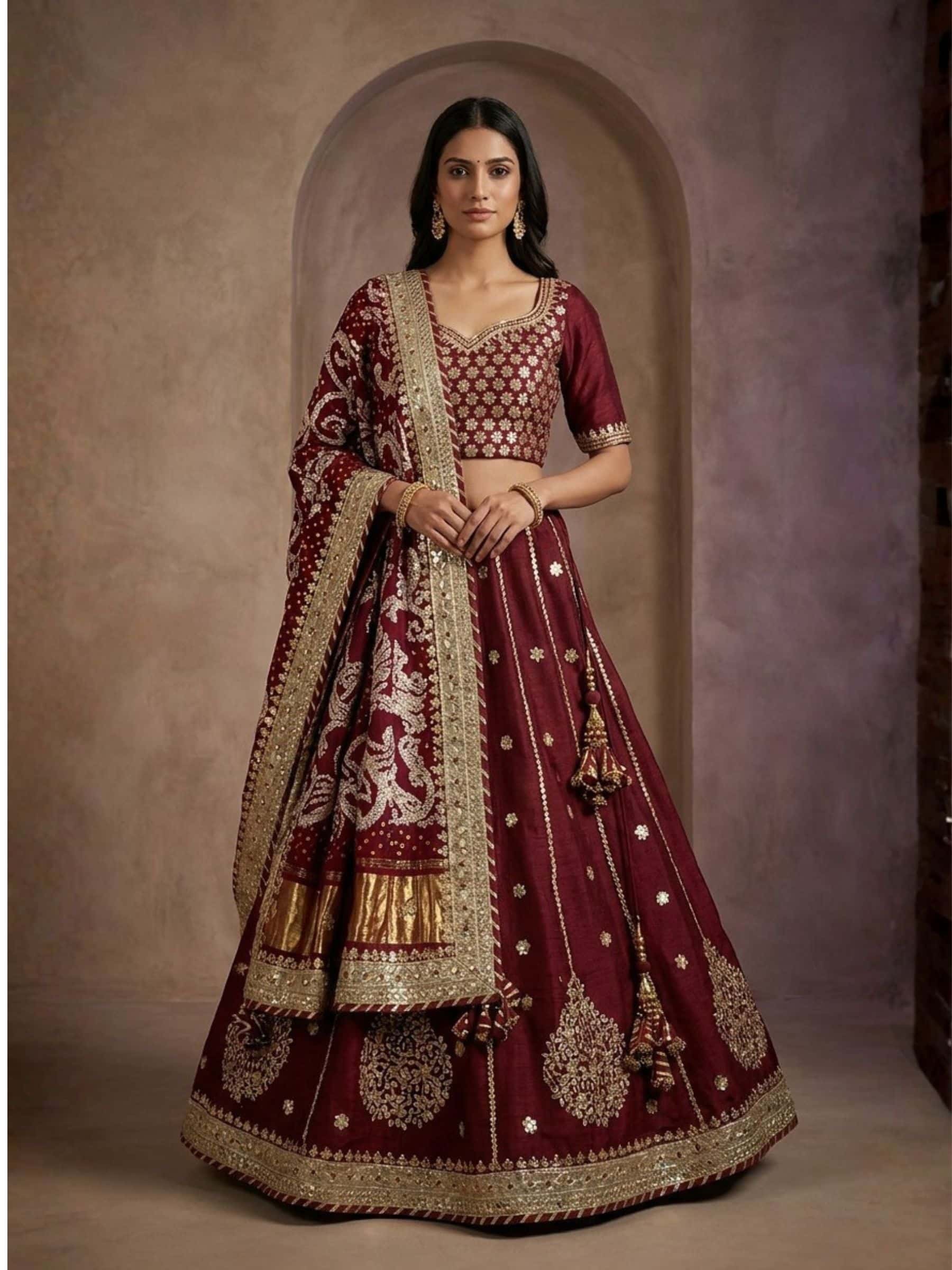 Coke Brown Gota Patti Designer Lehenga Set
