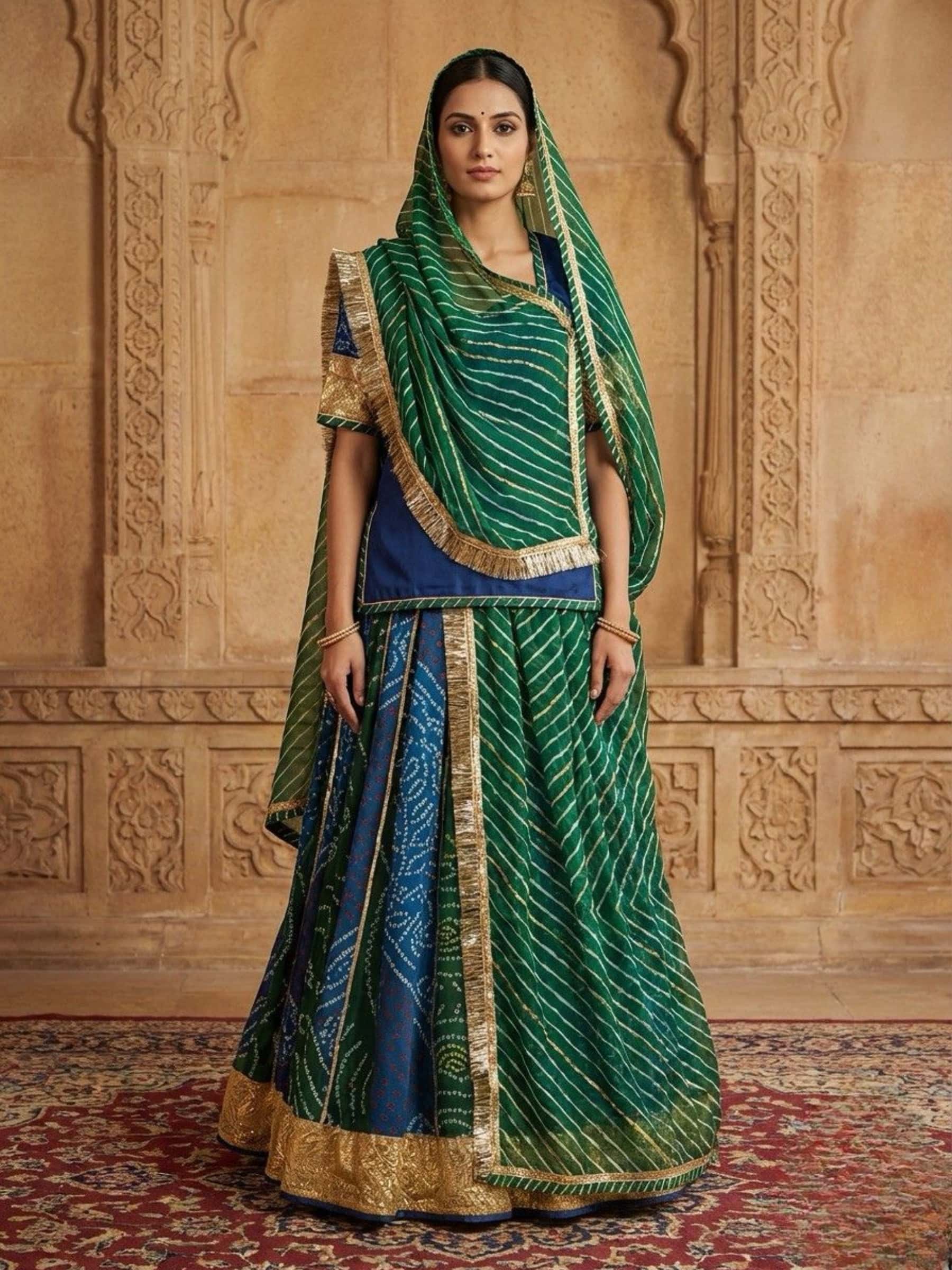Handmade Bandhani Leheriya 80Kali Poshak