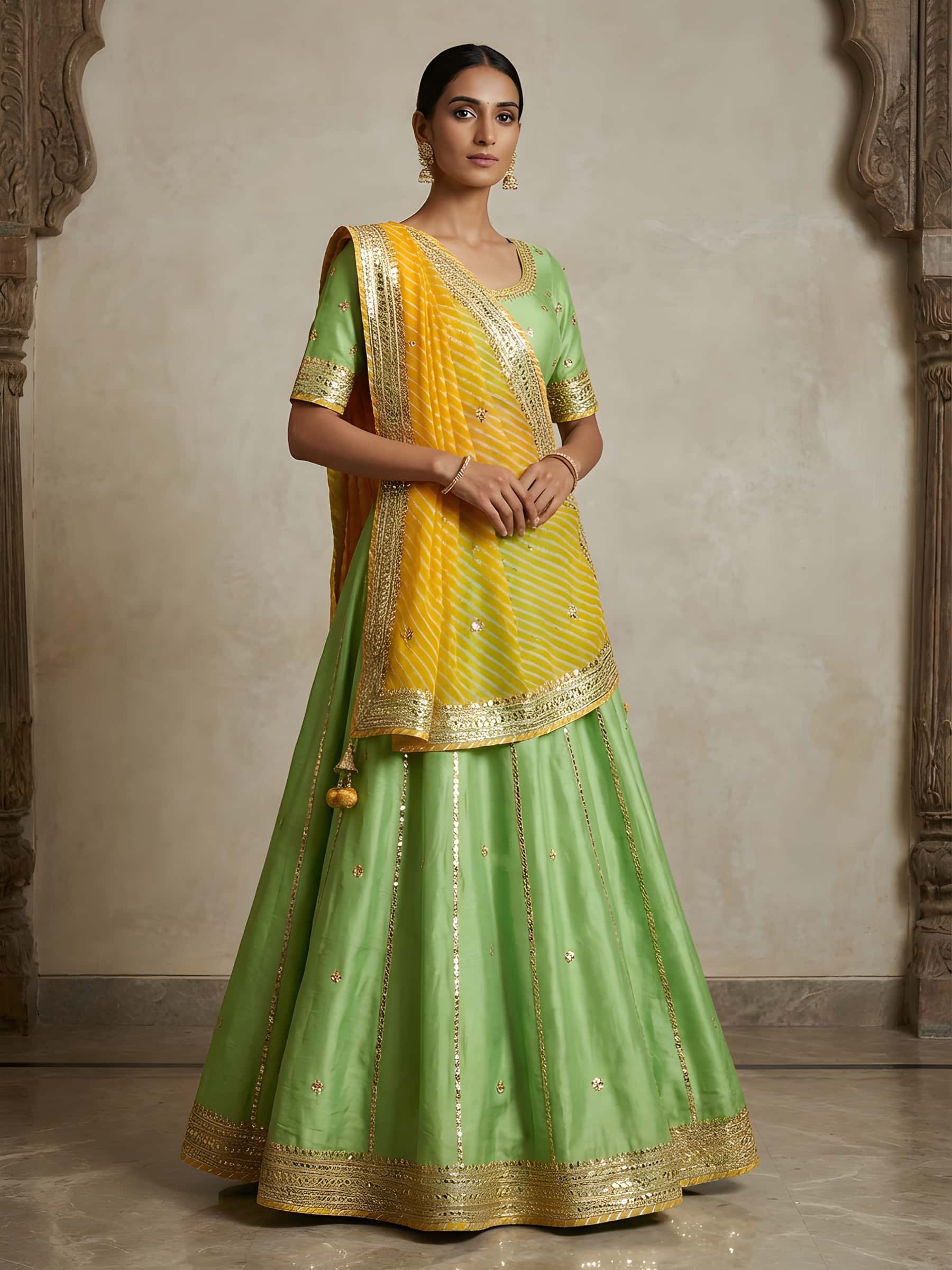 Party Wear Pure Chanderi Silk Lehenga Set - Image 1