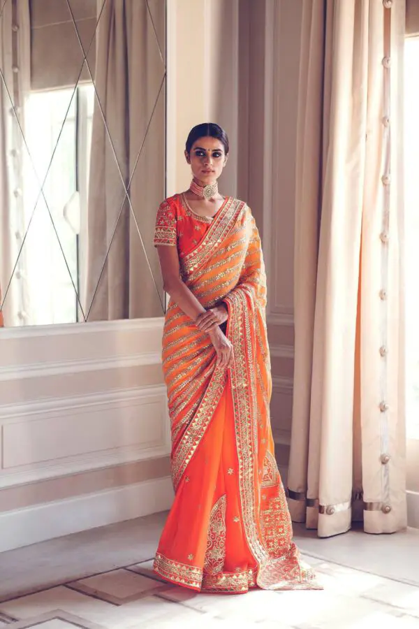 Red Orange Tanchoi Silk Handloom Banarasi Saree - Sacred Weaves