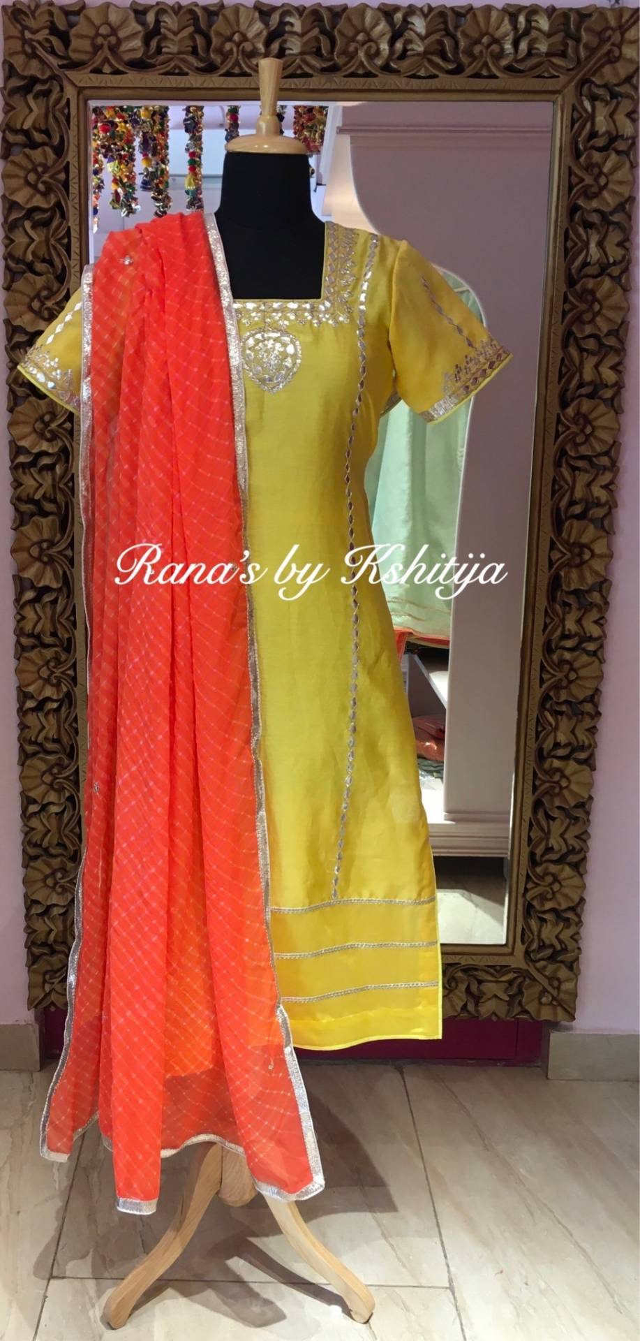 Bright Yellow Suit with Leheriya Dupatta