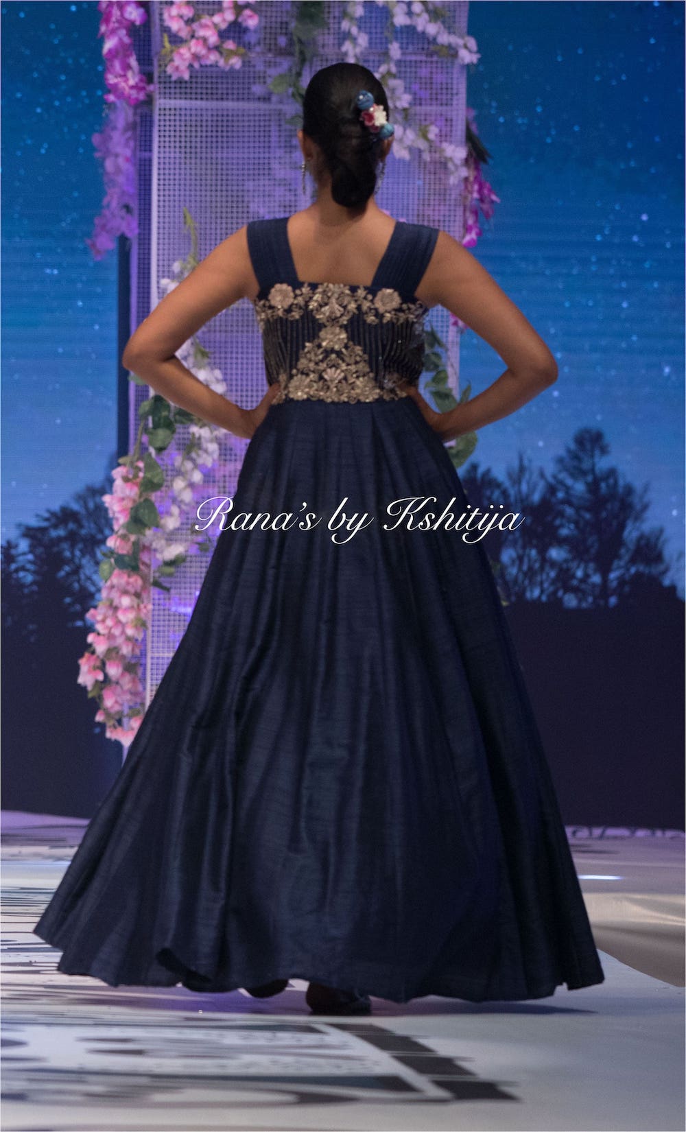 Buy Navy Blue Sequins Work Georgette Wedding Wear Gown With Dupatta From  Zeel Clothing.