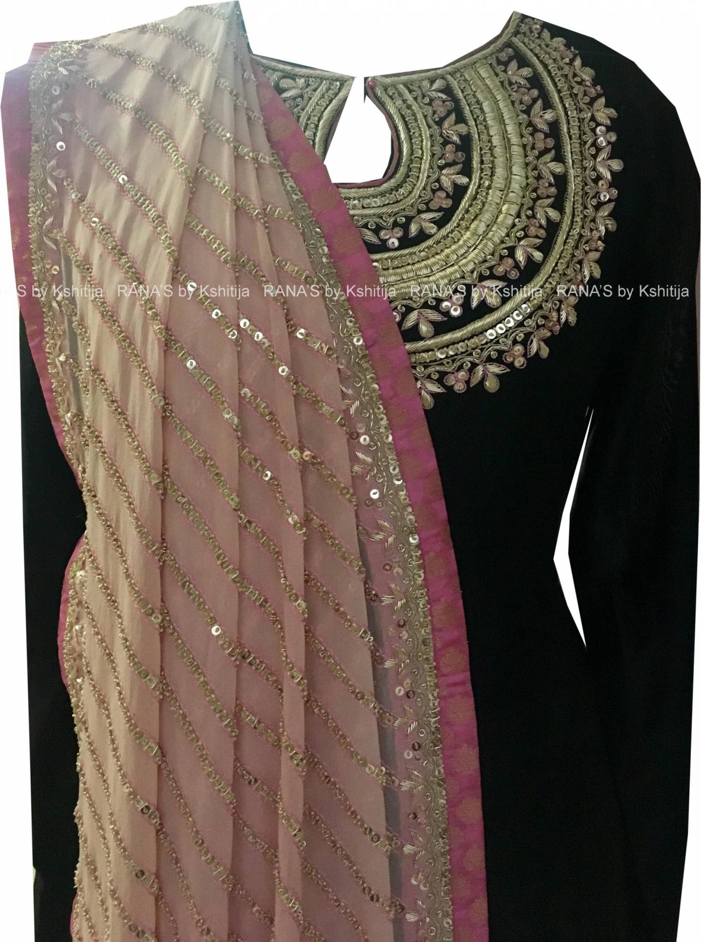 Designer Black and Pink Salwar Suit