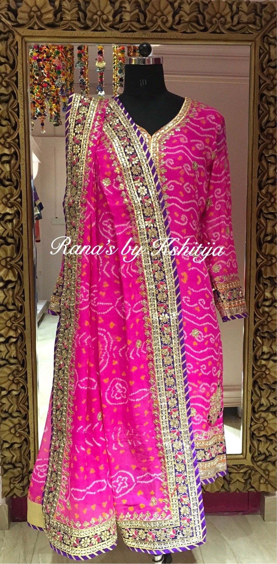 Designer Pink Bandhani Suit in Rich Handwork