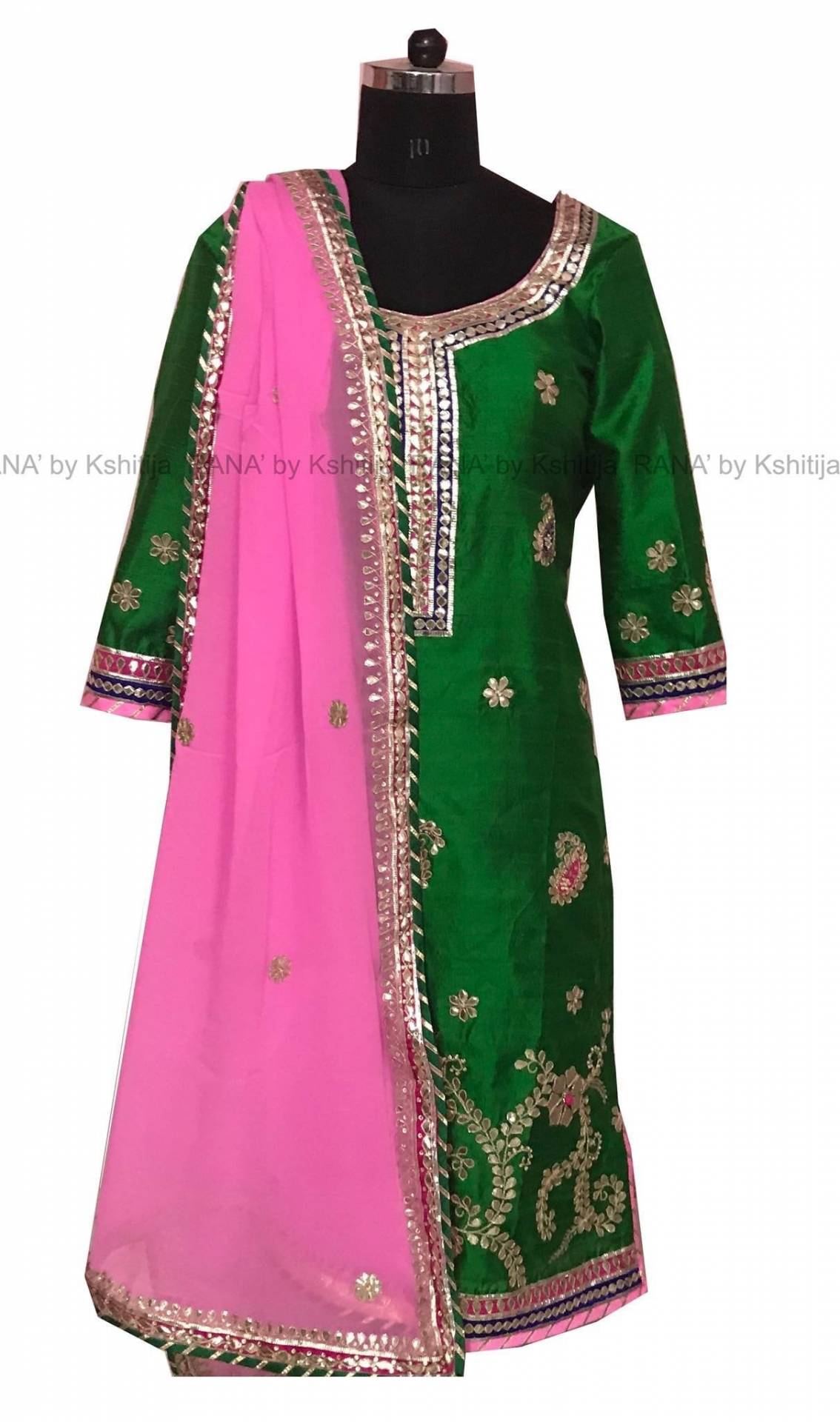 Pretty pink and green salwar suit