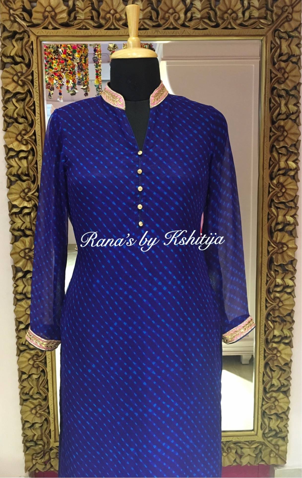Cotton Kurta For Women Collar Design Pattern with Button Style, Blue –  Anushil