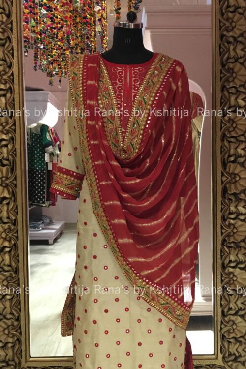 Marodi and Mirror Handworked Pure Silk Salwar Suit Set