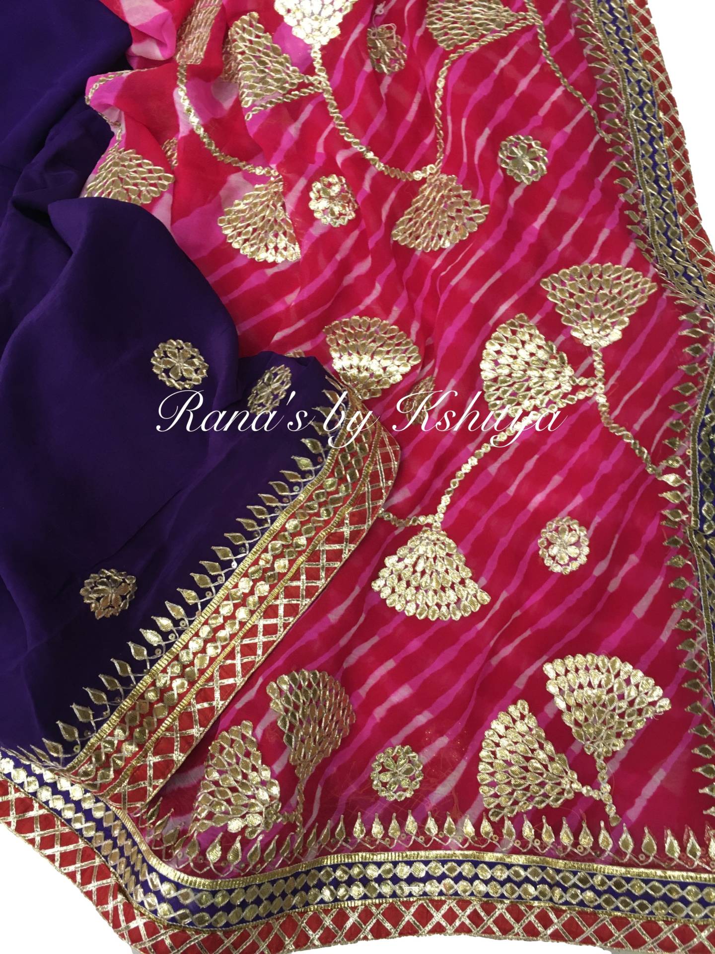 Pallu Jaal Pink Designer Leheriya Saree - Rana's by Kshitija