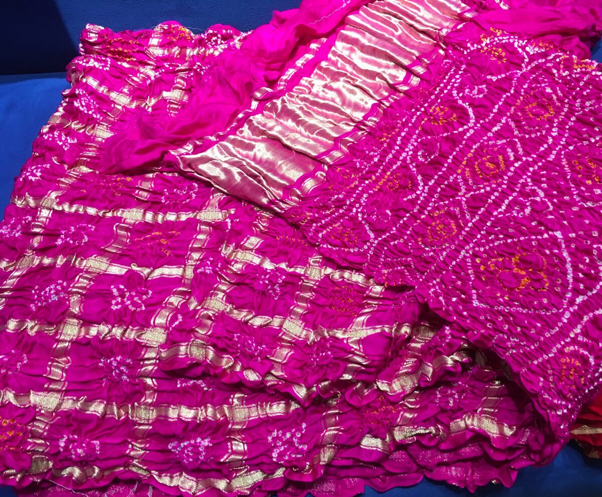Pink Pure Gajji Silk Gharchola Saree