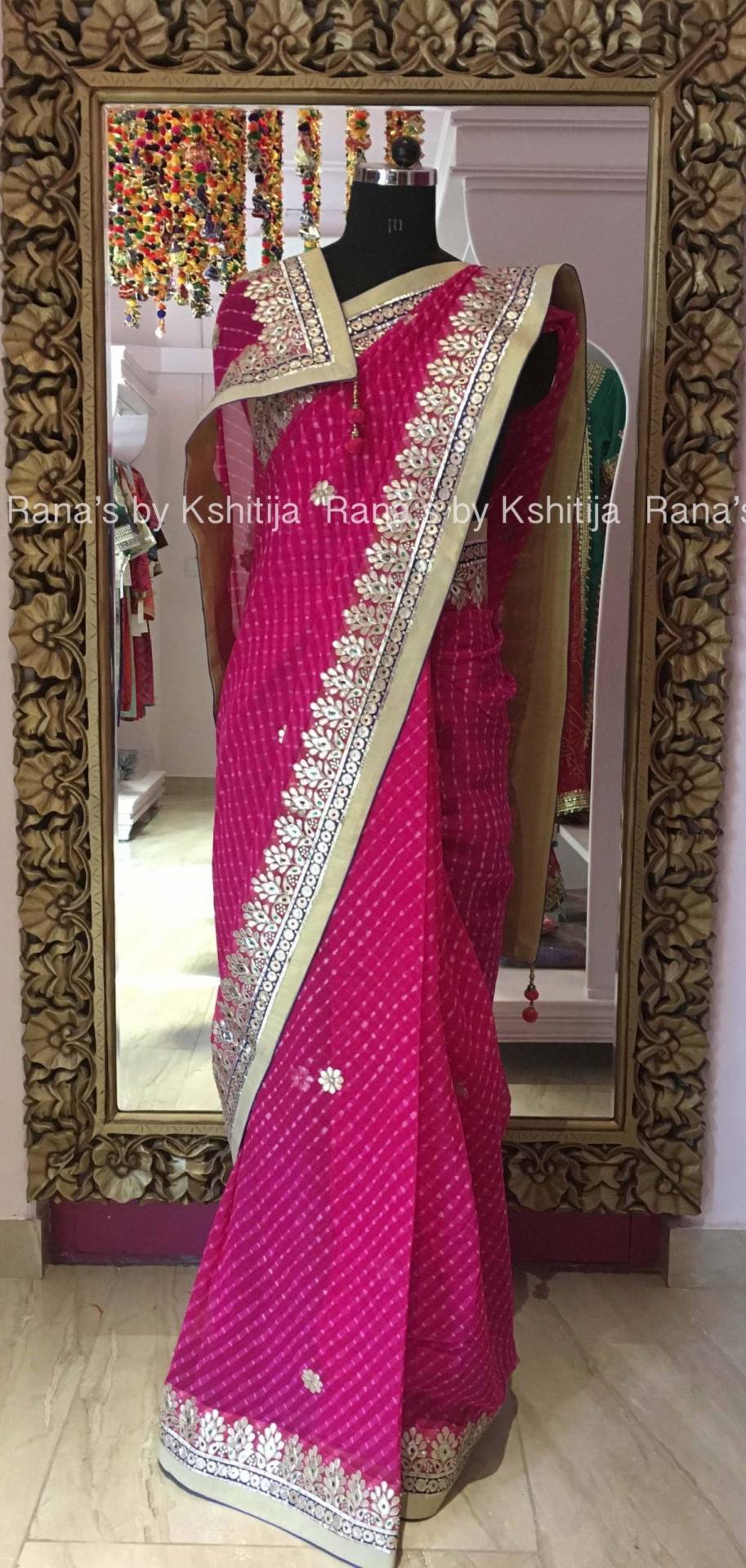 Pink Gota Patti Saree in Fine Handwork