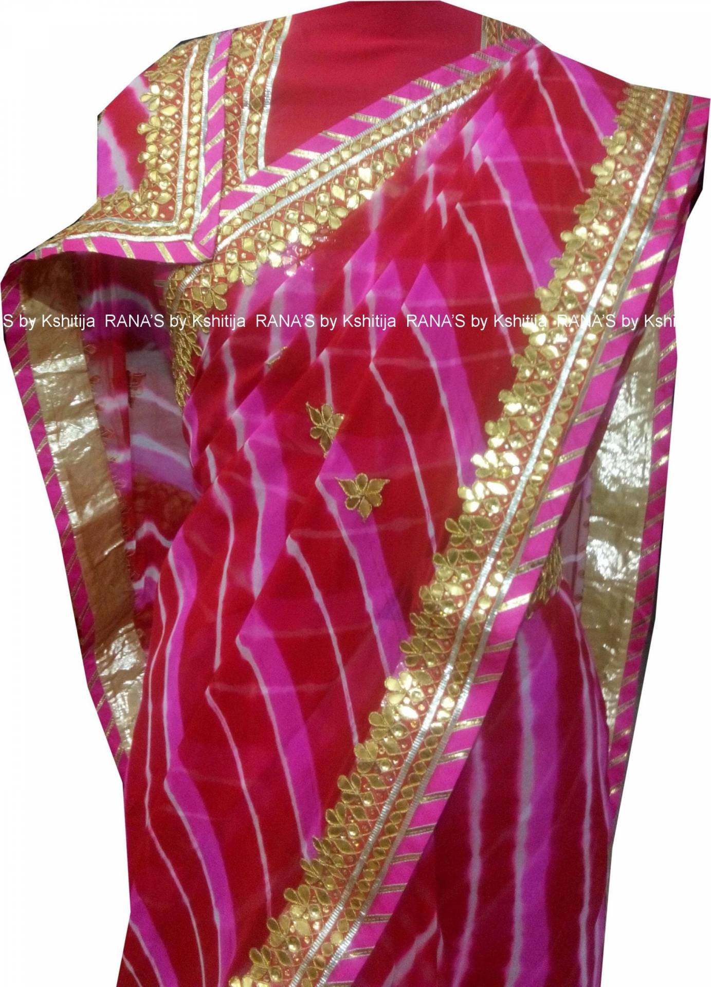 Beautiful Combination of Pink Leheriya Saree