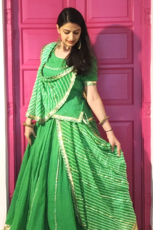 Pretty Green Rajasthani Rajputi Dress Online