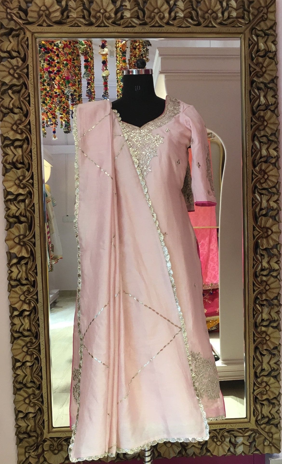 Pure Chanderi Silk Salwar Suit Set in Pink