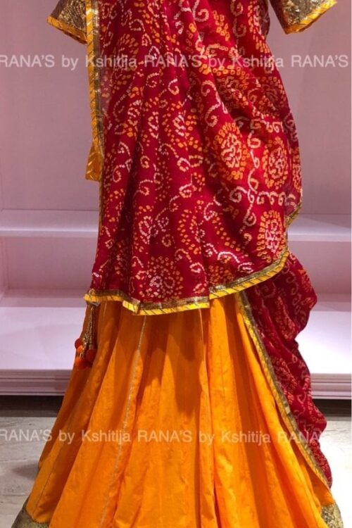 Beautiful Red Yellow Rajasthani Rajputi Poshak Online