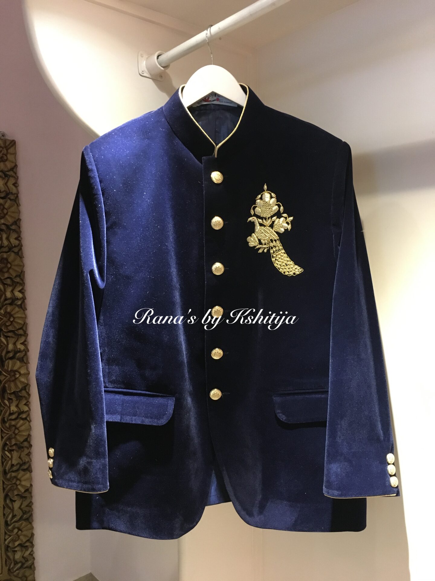 Blue Suede Jodhpuri Mens Jacket