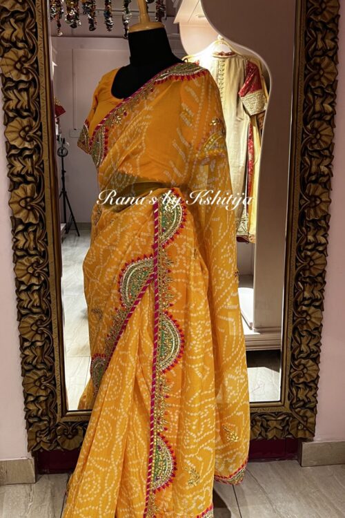Rich Handmade Yellow Bandhani Saree